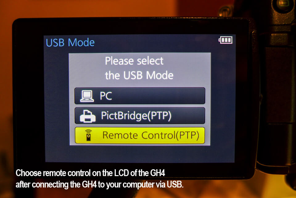 Using Remote Tethered Camera Control